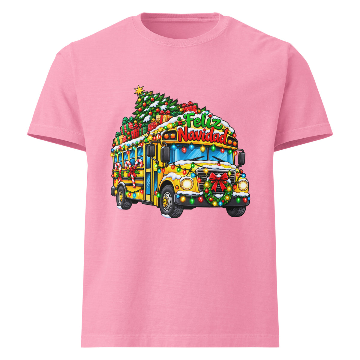Unisex oversized heavyweight cotton T-shirt in bubble gum pink, front view.