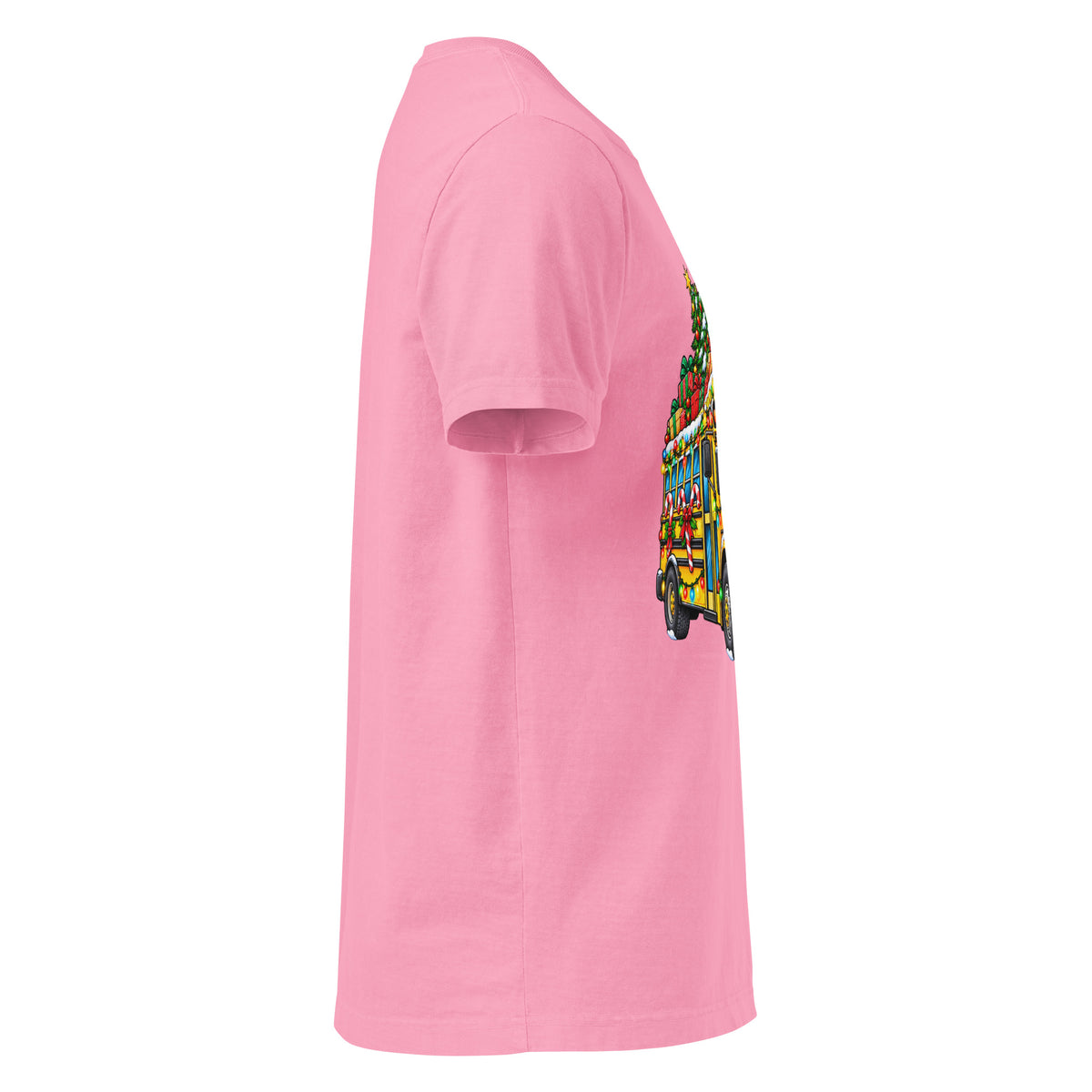 Unisex oversized heavyweight cotton T-shirt in bubble gum pink, right-side view.