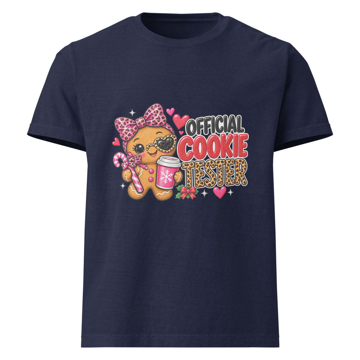 Official Cookie Tester graphic T-shirt in navy, front view