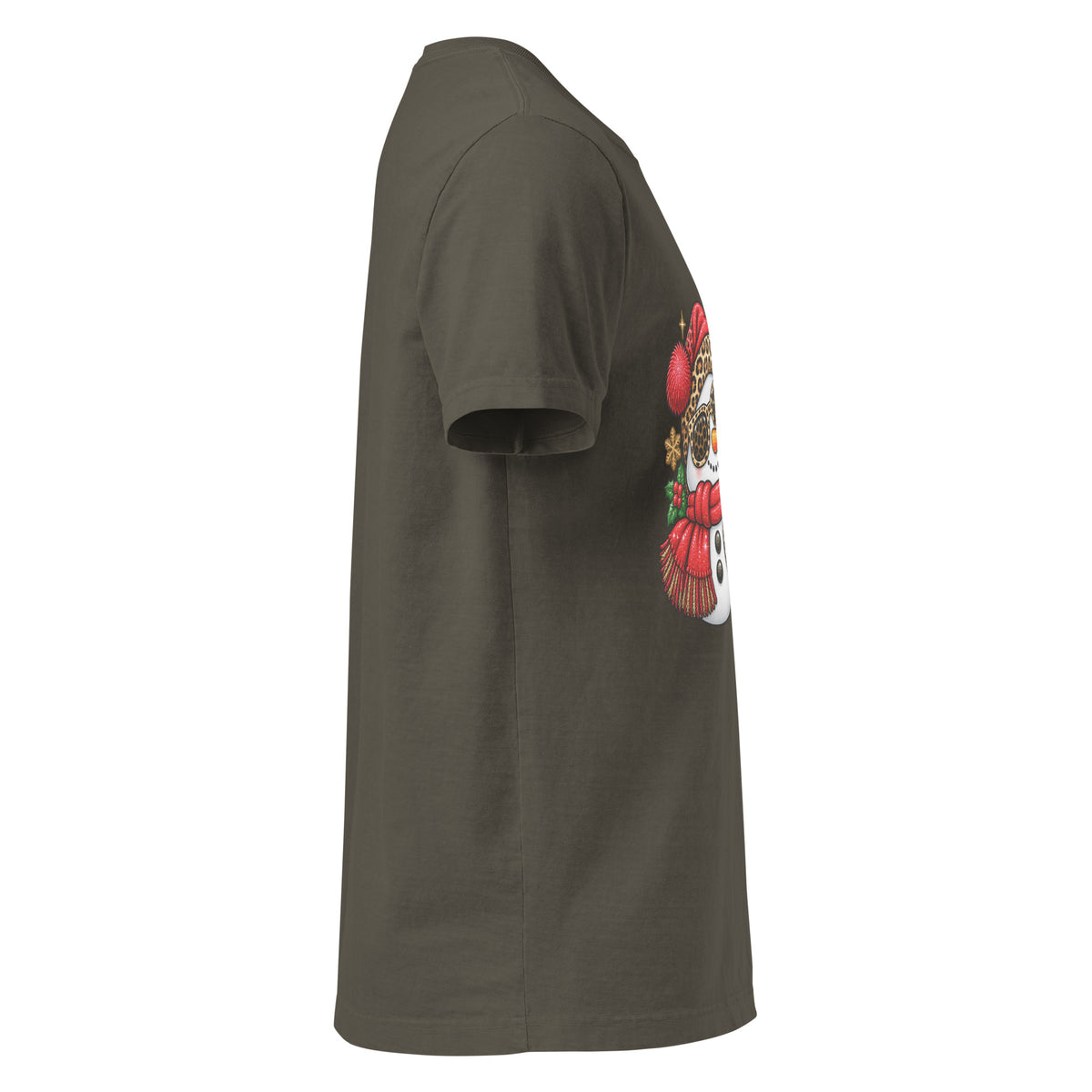 Too Jolly for This Jittery Christmas graphic T-shirt in washed charcoal, right-side view.
