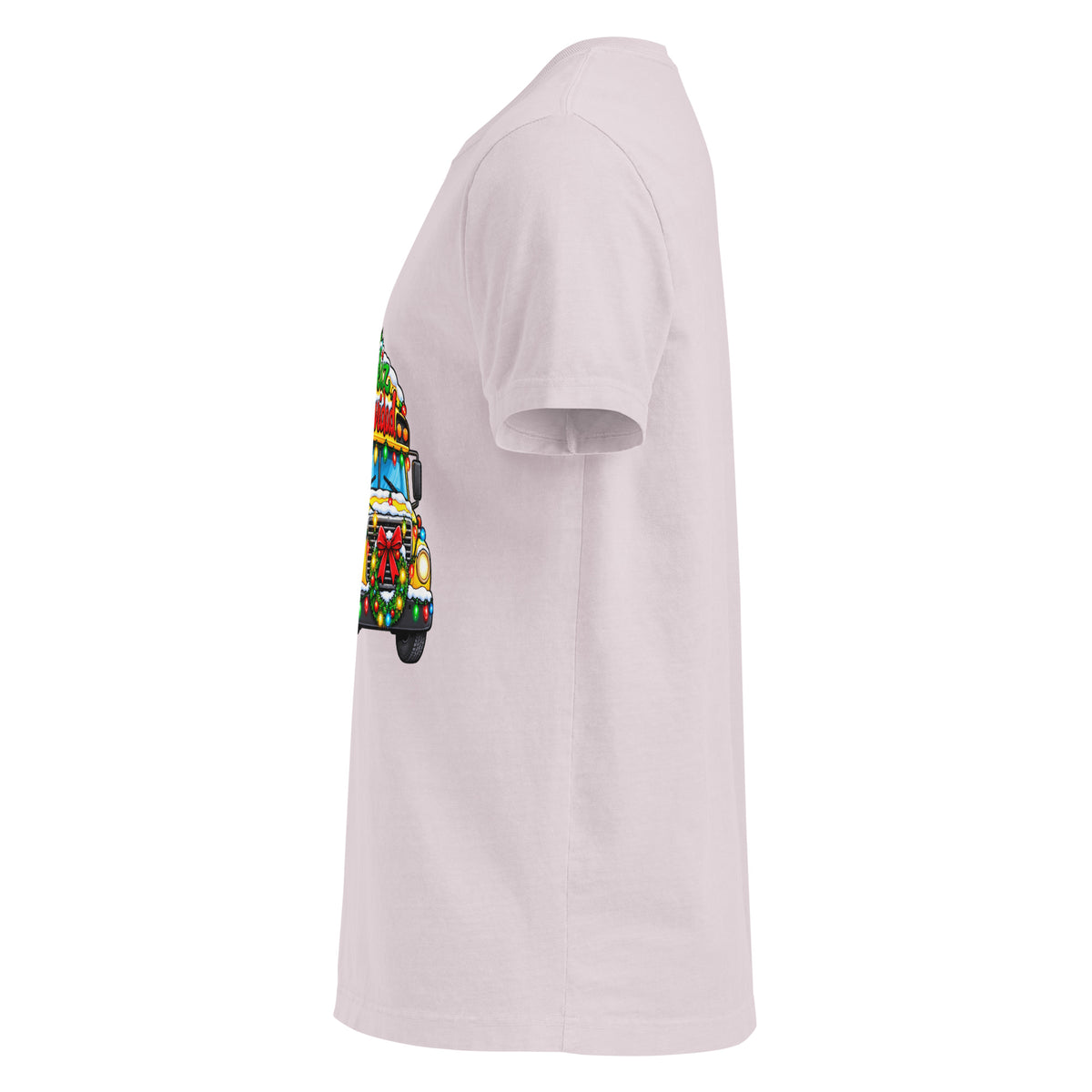 Unisex oversized heavyweight cotton T-shirt in washed lavender, left-side view.