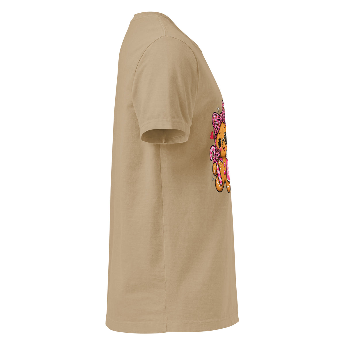 Official Cookie Tester graphic T-shirt in khaki, right-side view