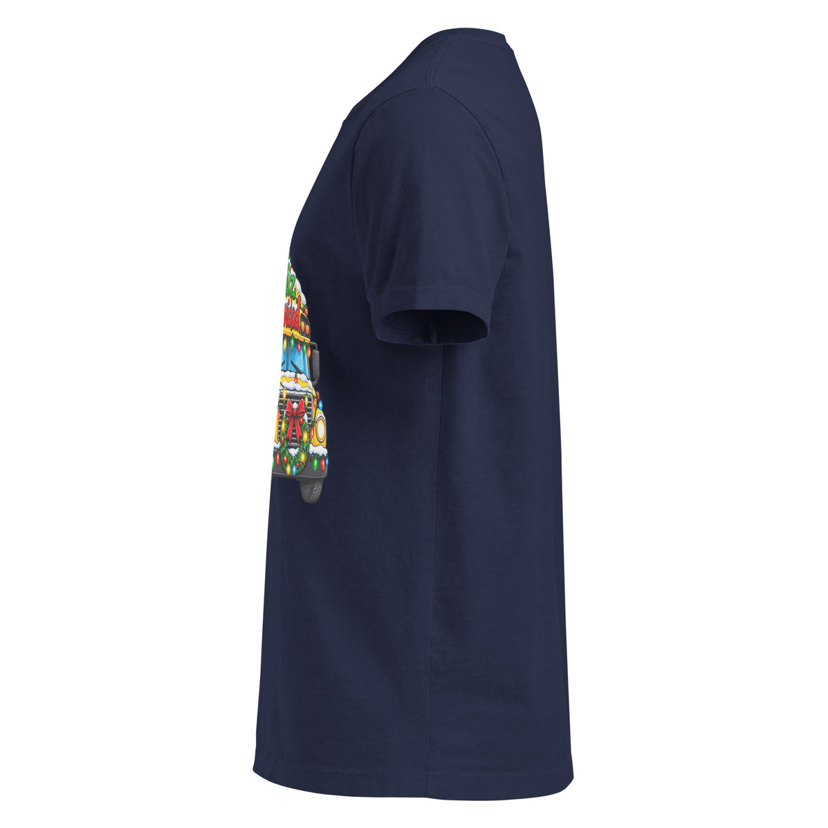 Unisex oversized heavyweight cotton T-shirt in navy, left-side view.