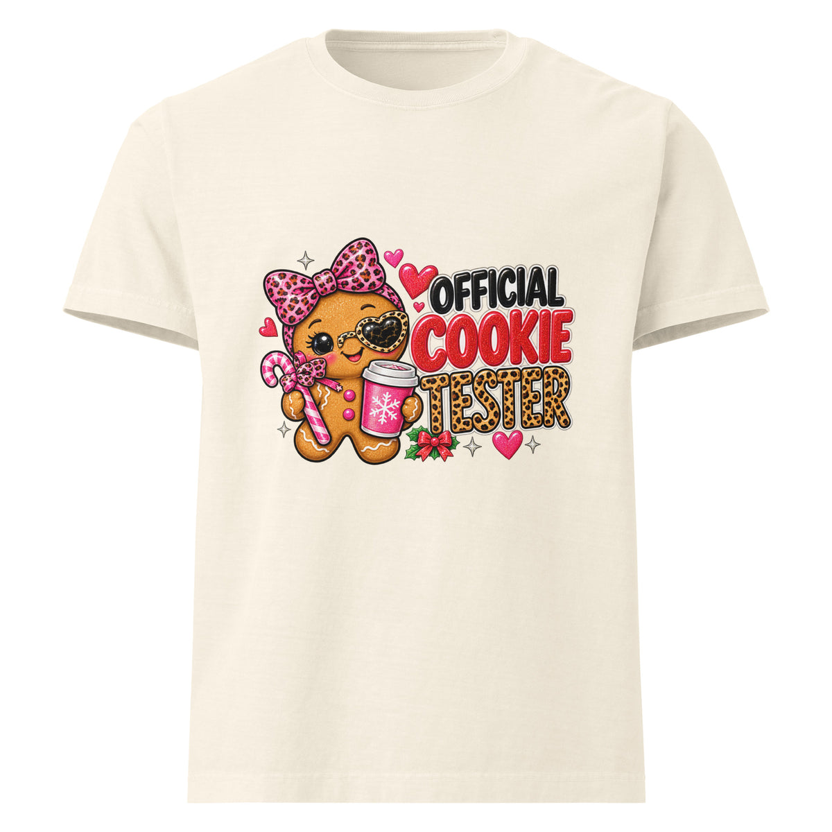 Official Cookie Tester graphic T-shirt in vintage white, front view