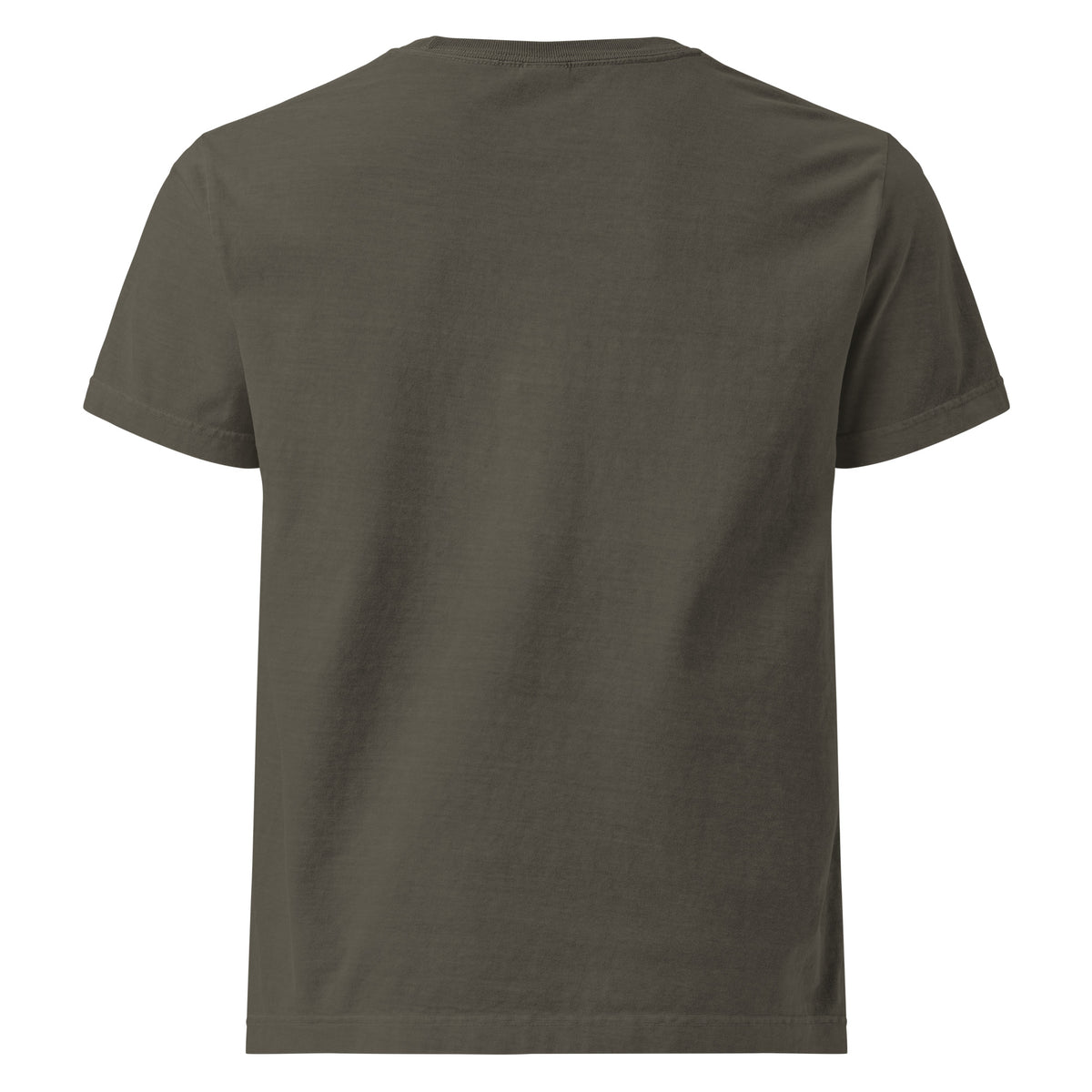 Too Jolly for This Jittery Christmas graphic T-shirt in washed charcoal, back view.