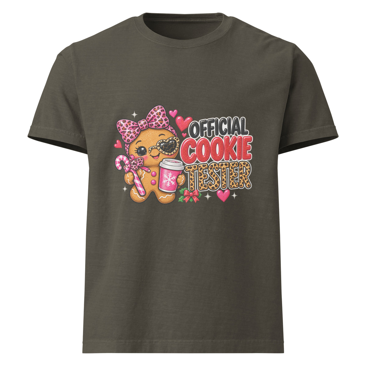 Official Cookie Tester graphic T-shirt in washed charcoal, front view