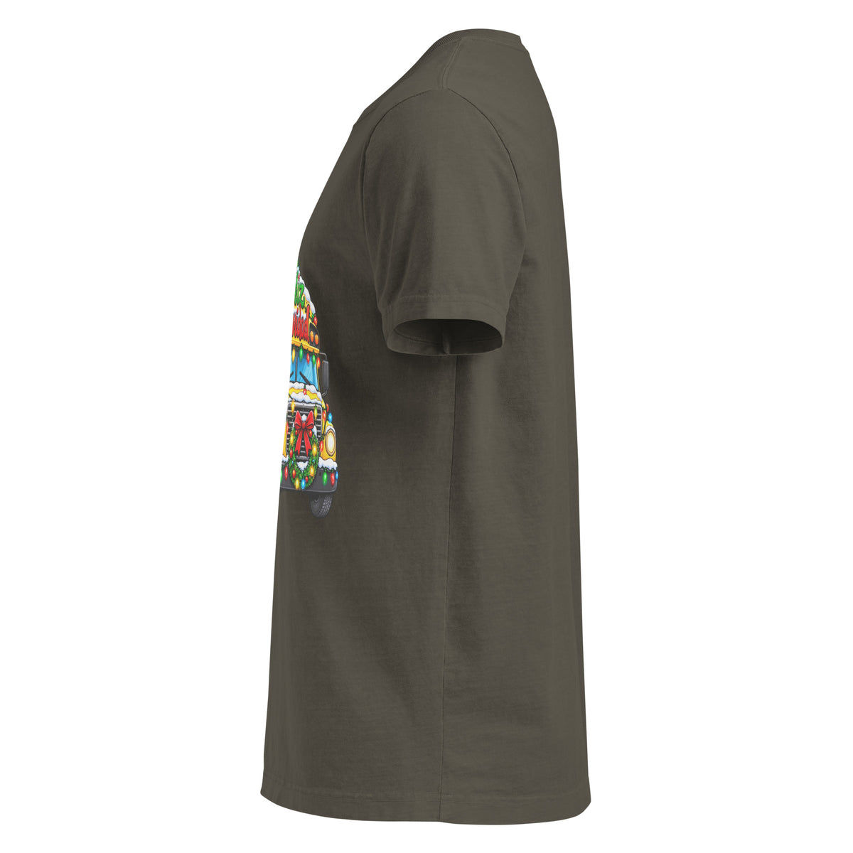 Unisex oversized heavyweight cotton T-shirt in washed charcoal, left-side view.