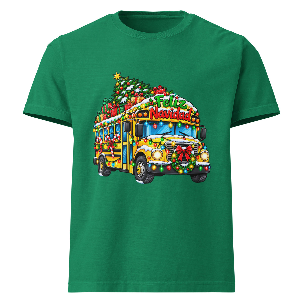 Unisex oversized heavyweight cotton T-shirt in washed Kelly green, front view.
