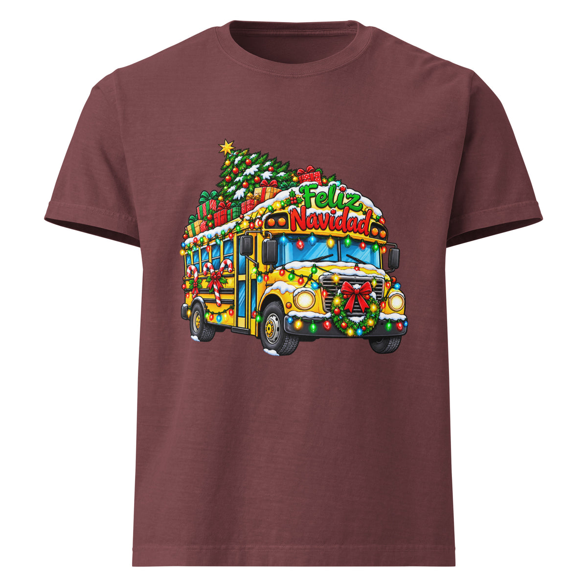 Unisex oversized heavyweight cotton T-shirt in washed maroon, front view.