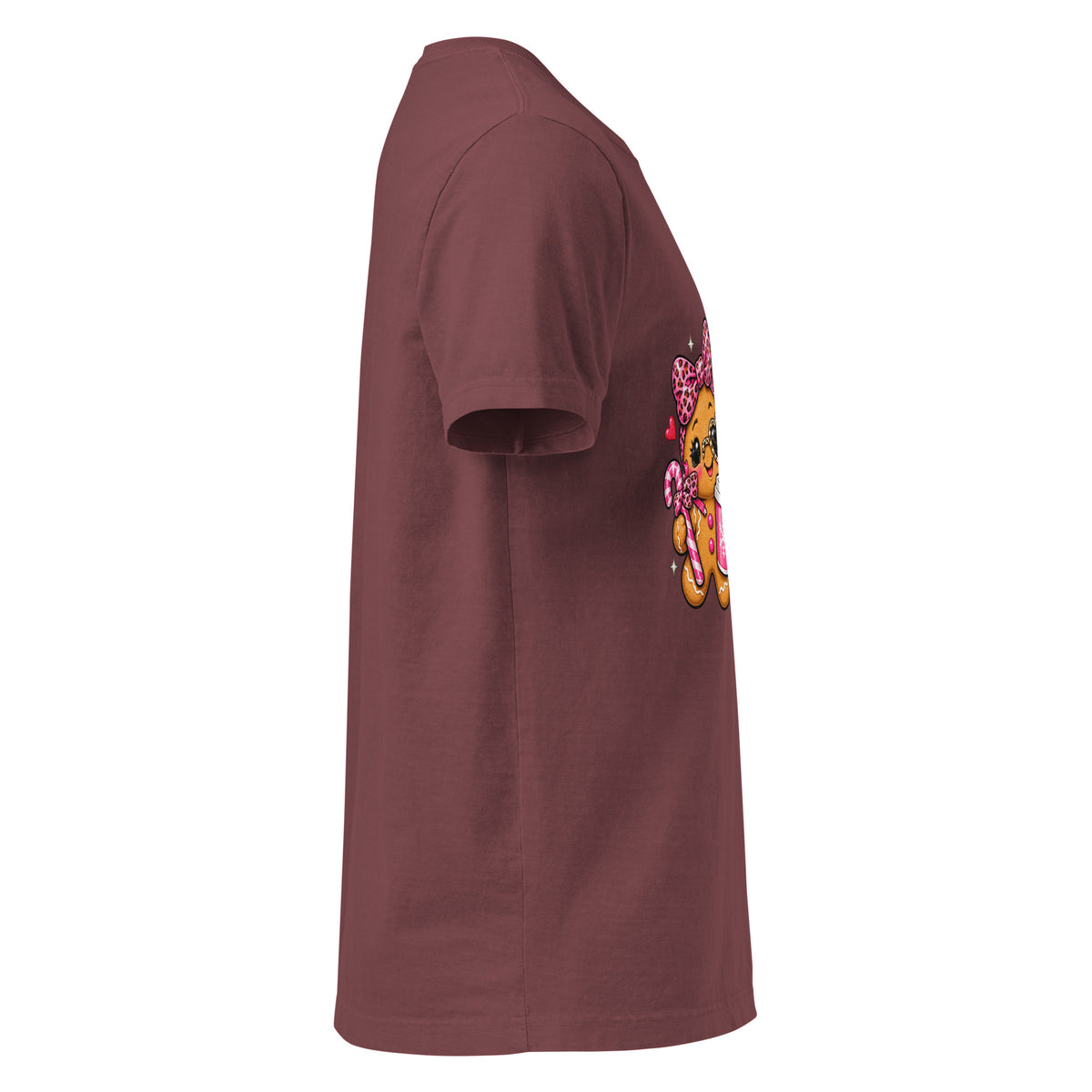 Official Cookie Tester graphic T-shirt in washed maroon, right-side view