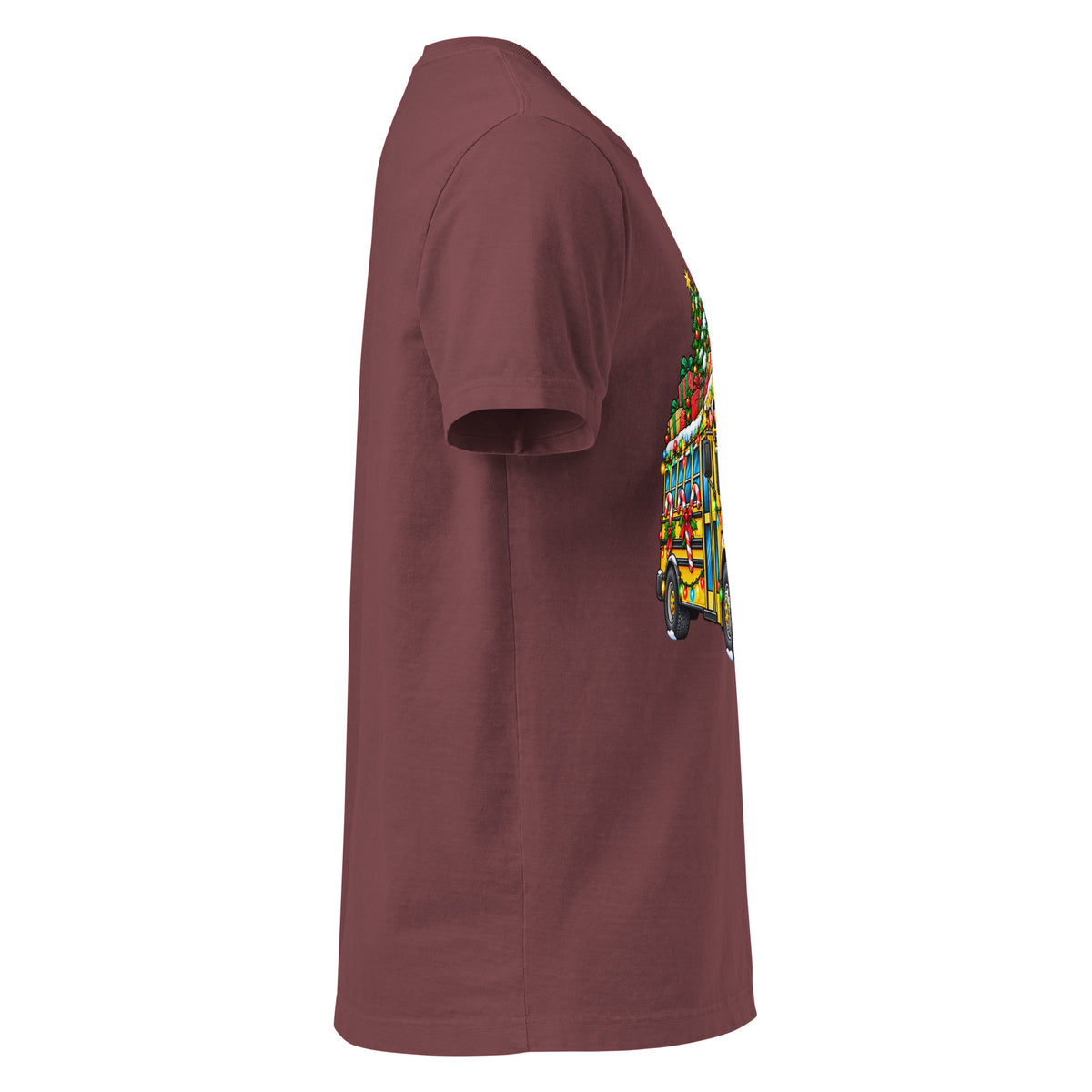 Unisex oversized heavyweight cotton T-shirt in washed maroon, right-side view.