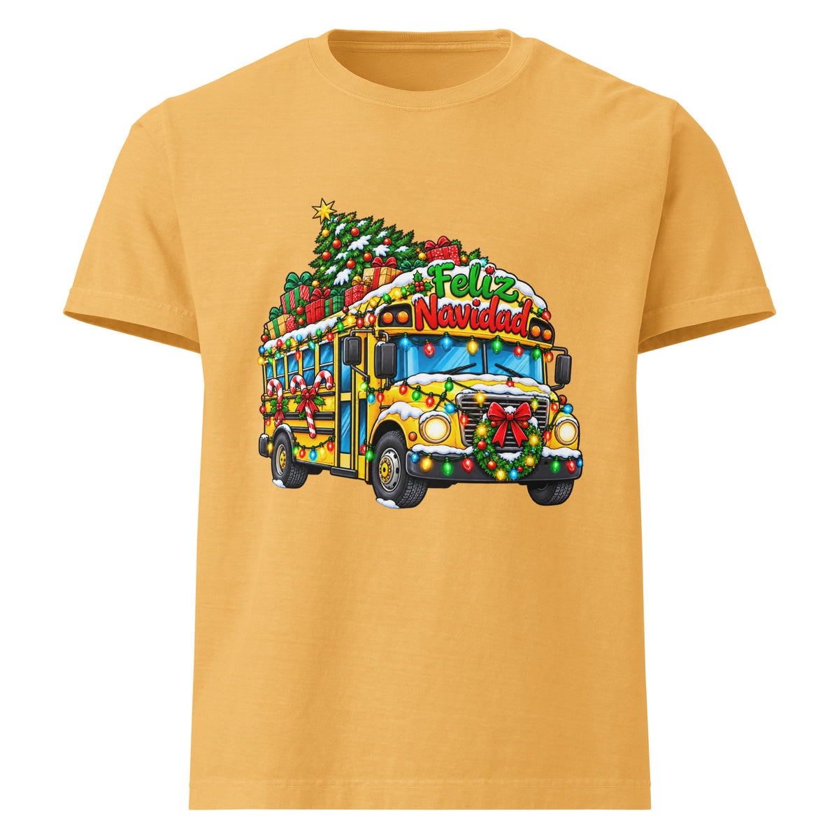 Unisex oversized heavyweight cotton T-shirt in washed mustard, front view.