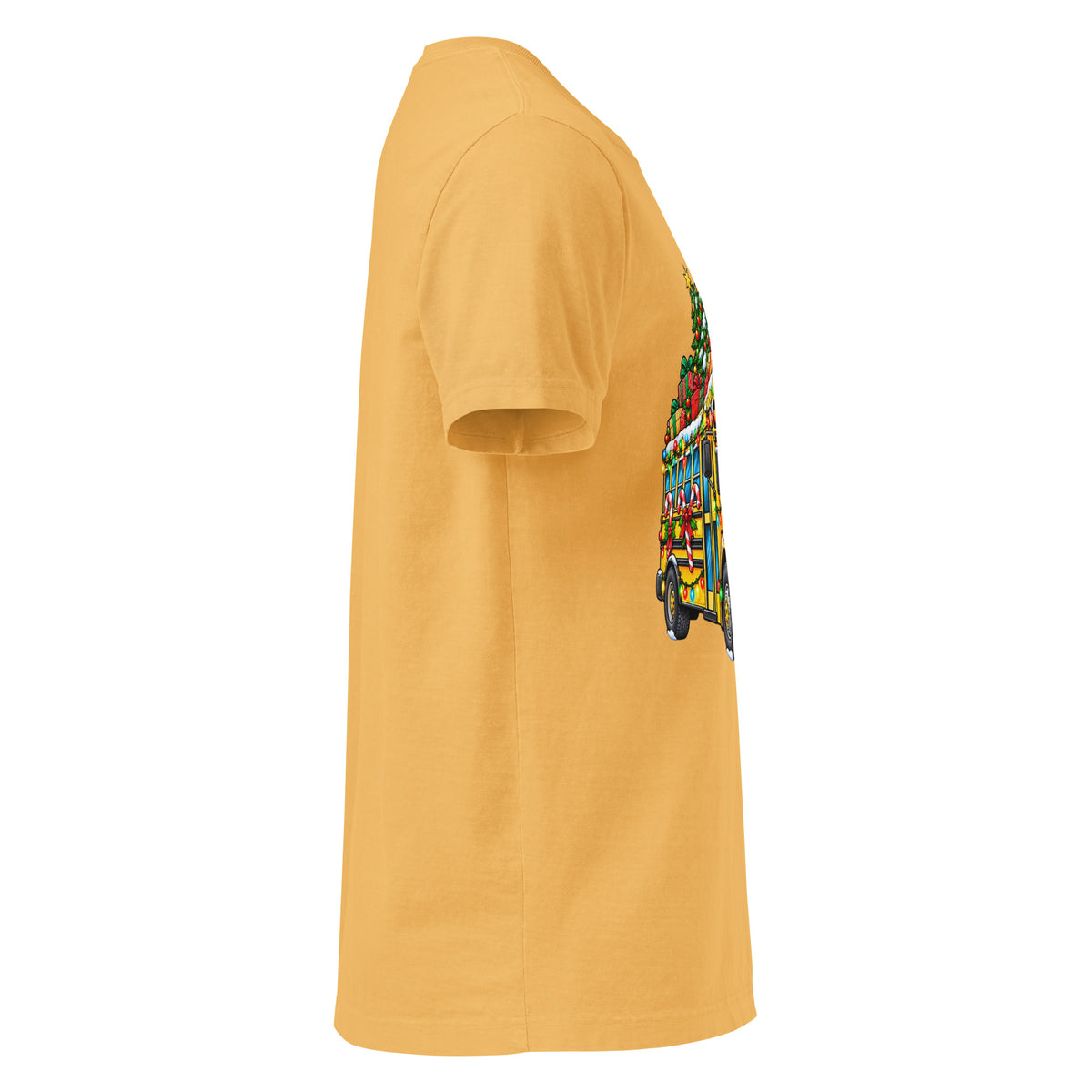 Unisex oversized heavyweight cotton T-shirt in washed mustard, right-side view.