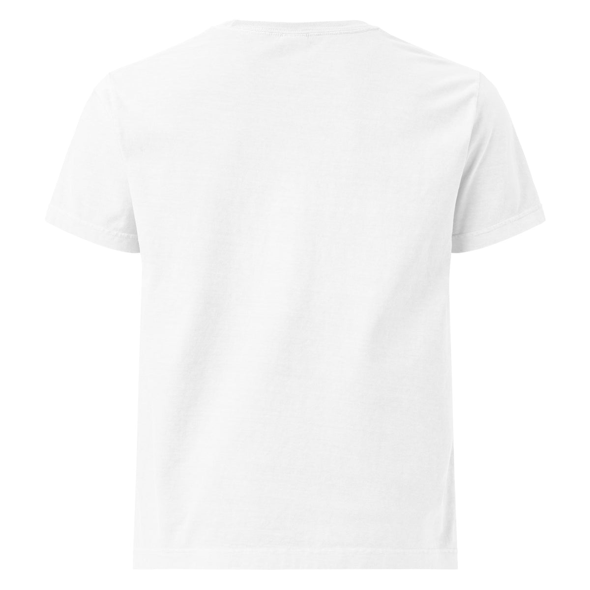 Too Jolly for This Jittery Christmas graphic T-shirt in white, back view.